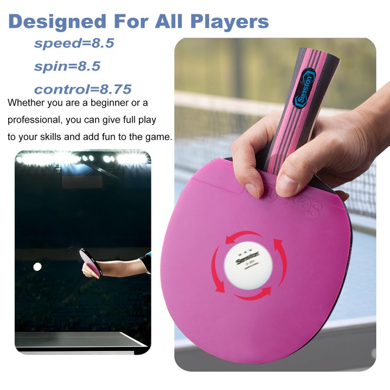 Senston Ping Pong Paddles /5-Ply Premium Table Tennis Paddle, Ideal for Entertainment or Competition - Ping Pong Paddle Set with Balls - Image 3